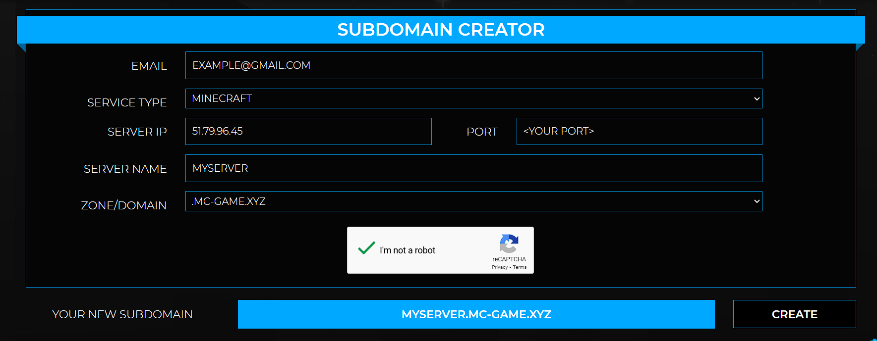 SRV Record Setup Example